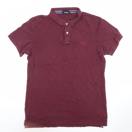 Superdry Men's Red XL Polo Shirt Premium Cotton Short Sleeve