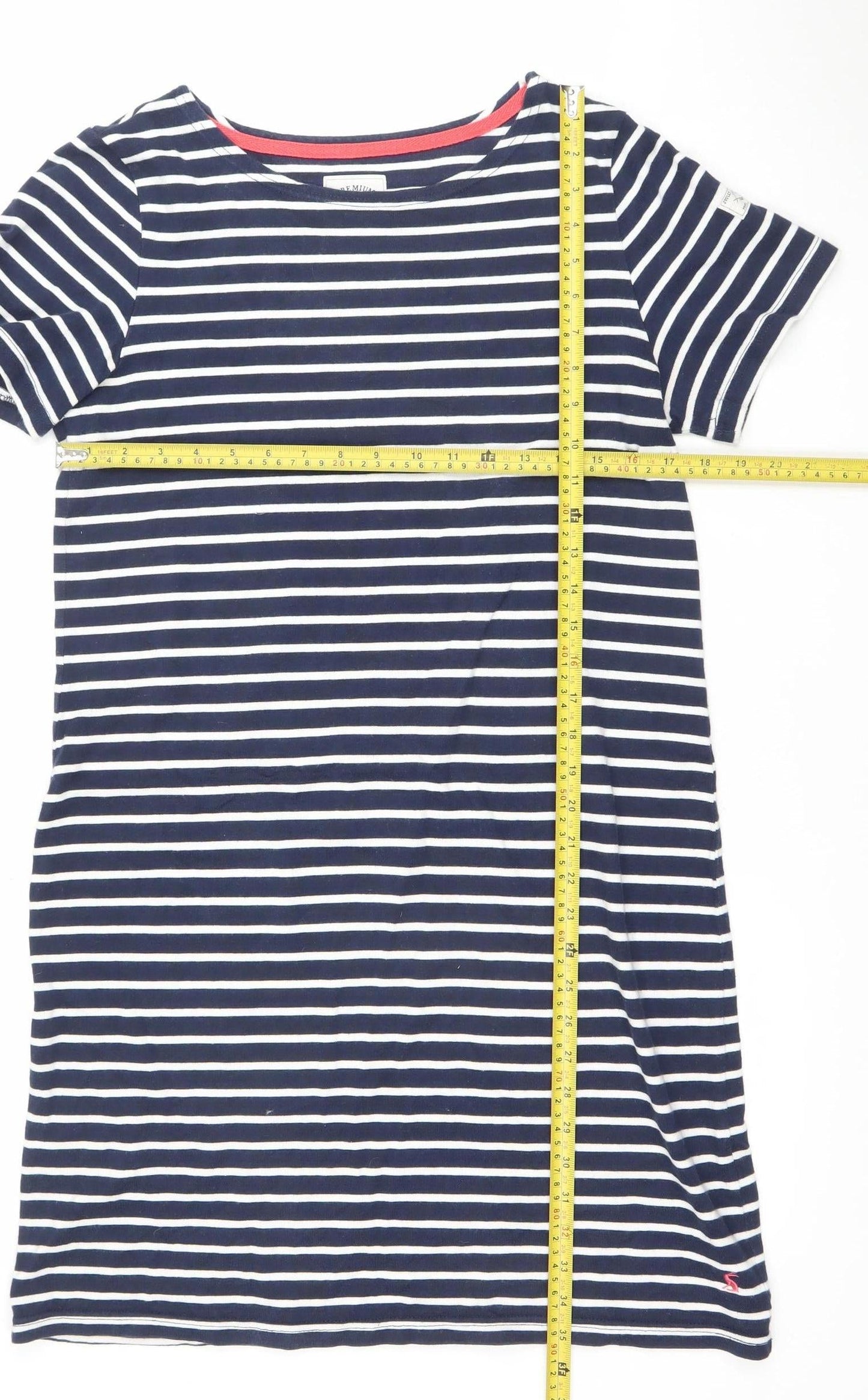 Joules Women Blue Striped Cotton T-Shirt Dress Size 14