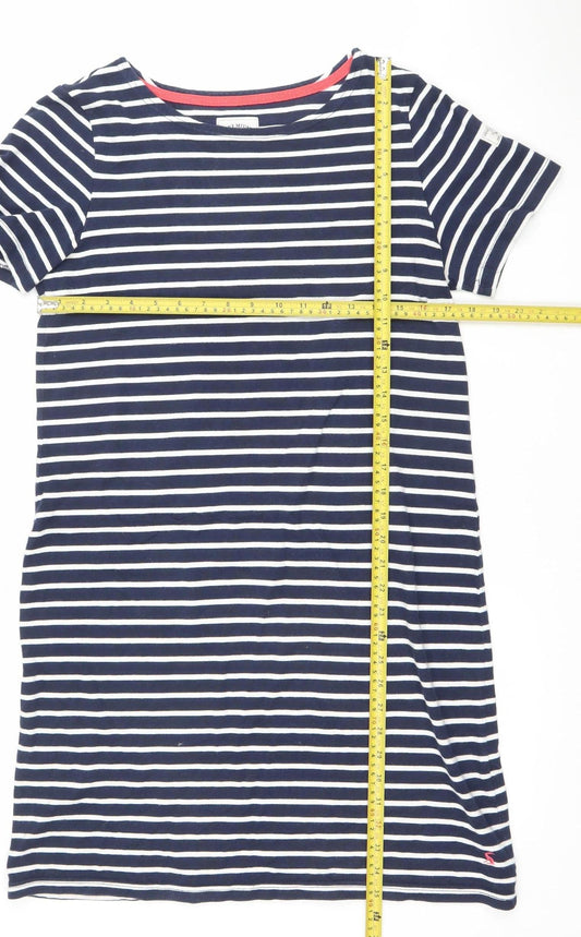 Joules Women Blue Striped Cotton T-Shirt Dress Size 14