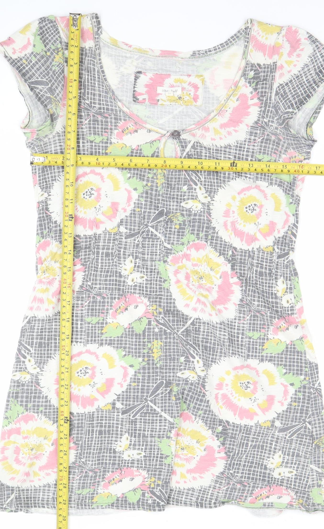 White Stuff Women's Multicoloured Floral Cotton Shift Dress Size 10
