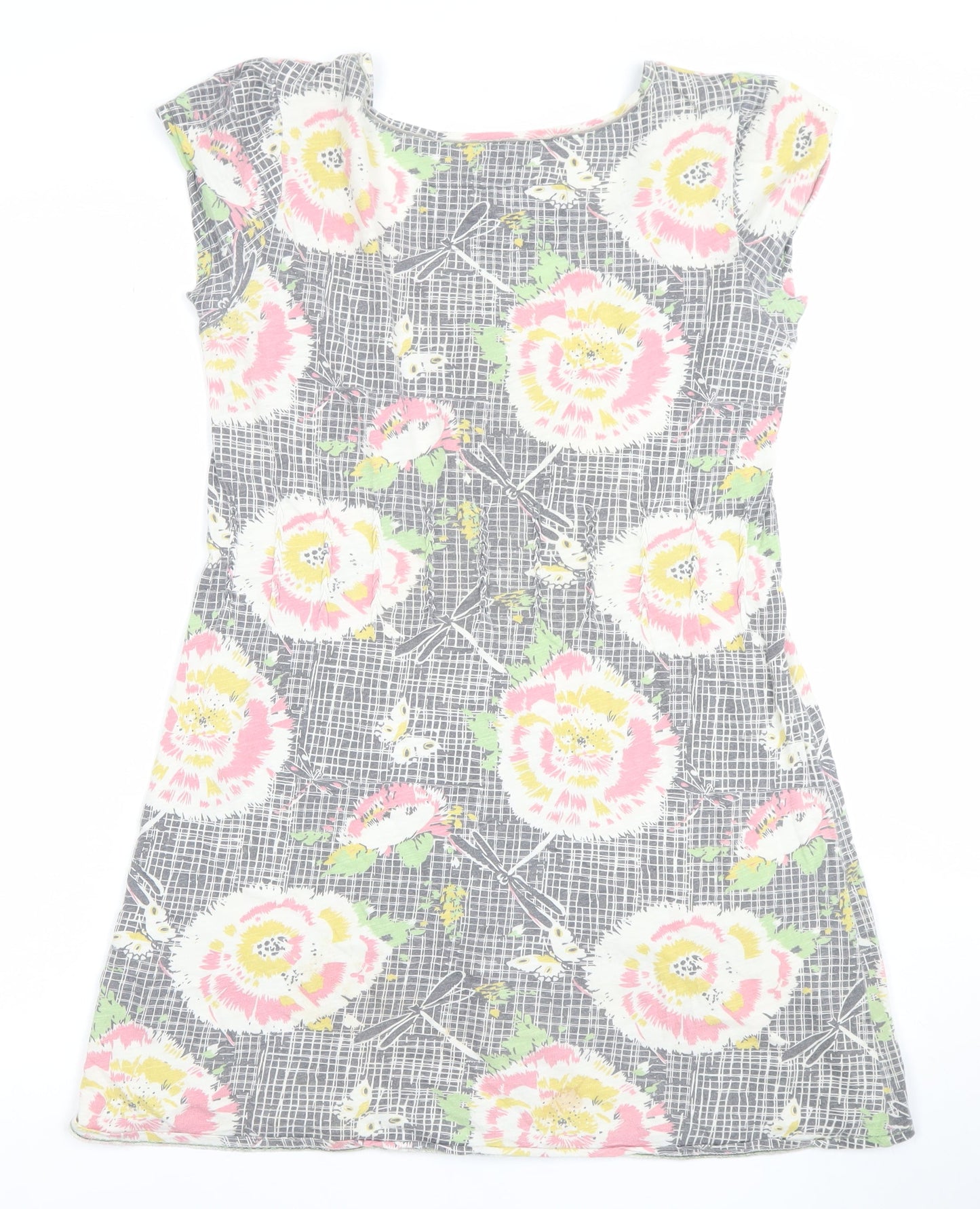 White Stuff Women's Multicoloured Floral Cotton Shift Dress Size 10