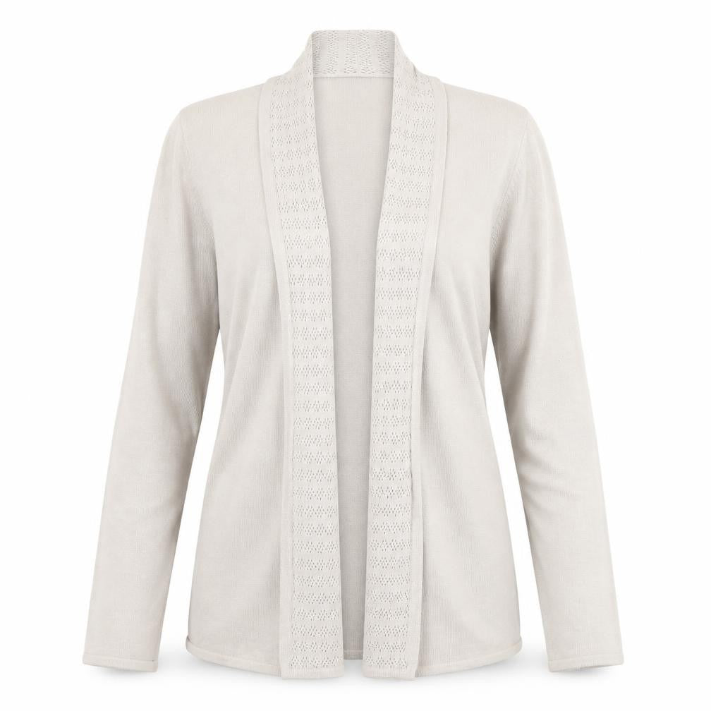 Eastex Women Beige Viscose Cotton Open Knit Long Sleeve Cardigan Size 10