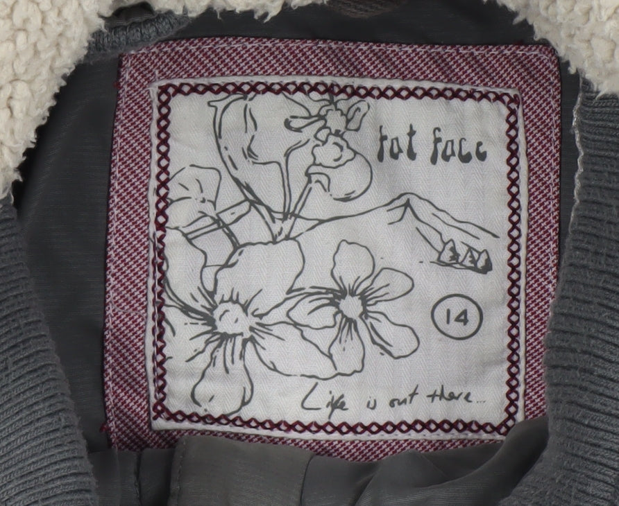 Fat Face Women’s Grey Faux Fur Hooded Parka Coat Size 14