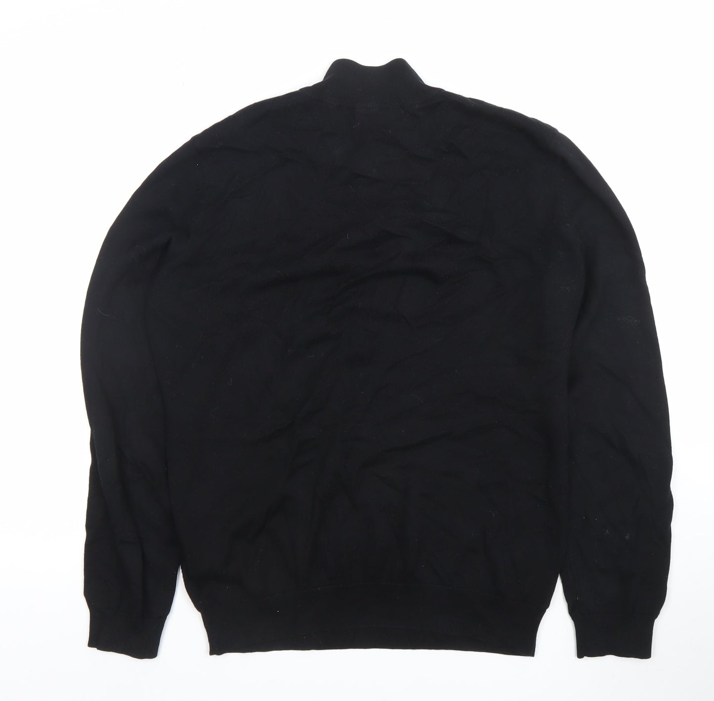 Hugo Boss Men's Black Cotton Regular Fit 1/2 Zip Jumper M