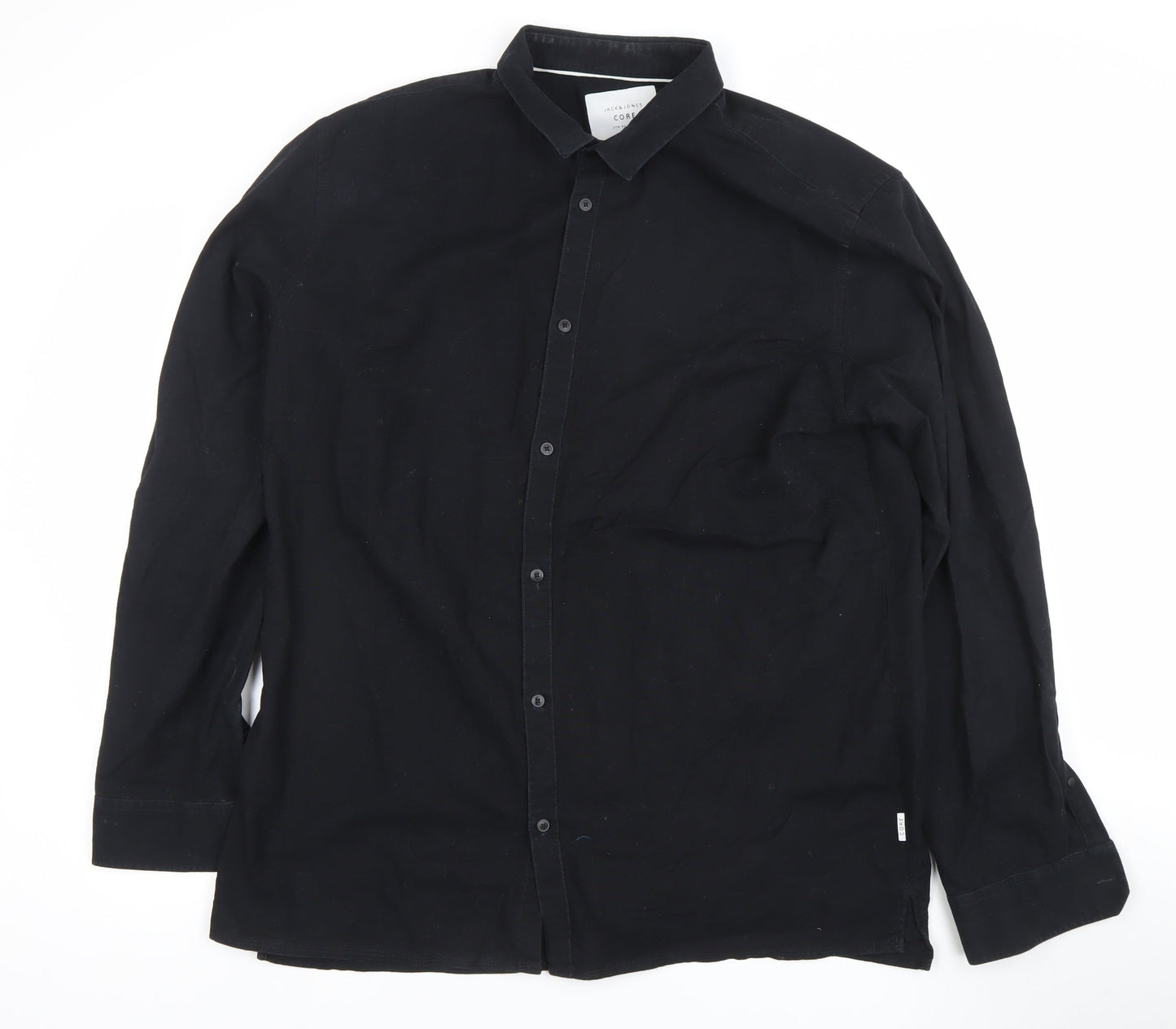 Jack & Jones Core Men's Black Slim Fit 2XL Long Sleeve Button-Up Shirt