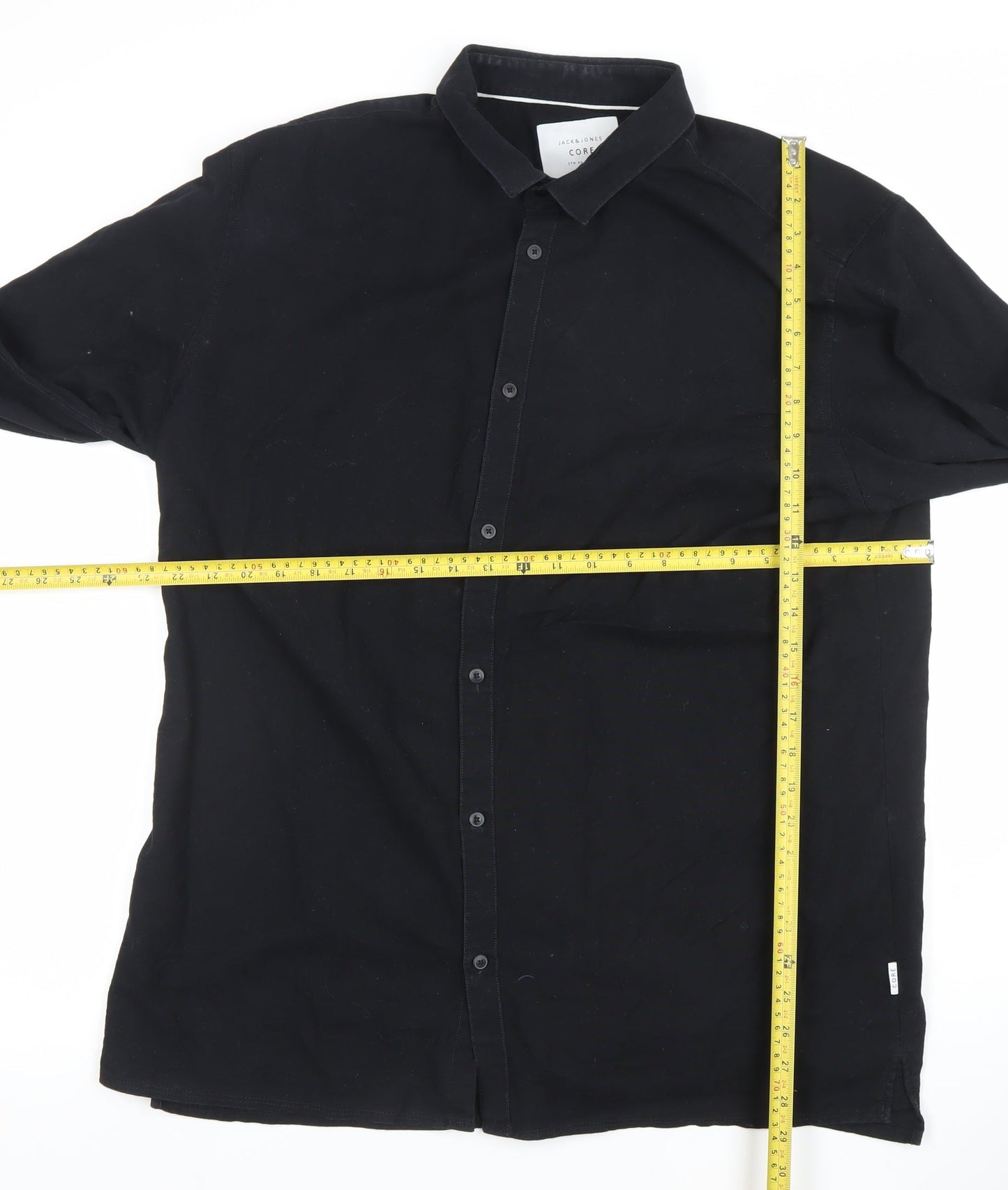 Jack & Jones Core Men's Black Slim Fit 2XL Long Sleeve Button-Up Shirt