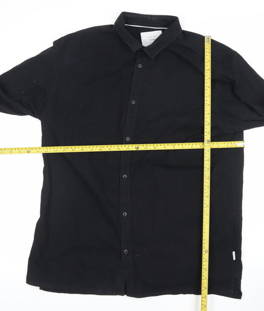 Jack & Jones Core Men's Black Slim Fit 2XL Long Sleeve Button-Up Shirt