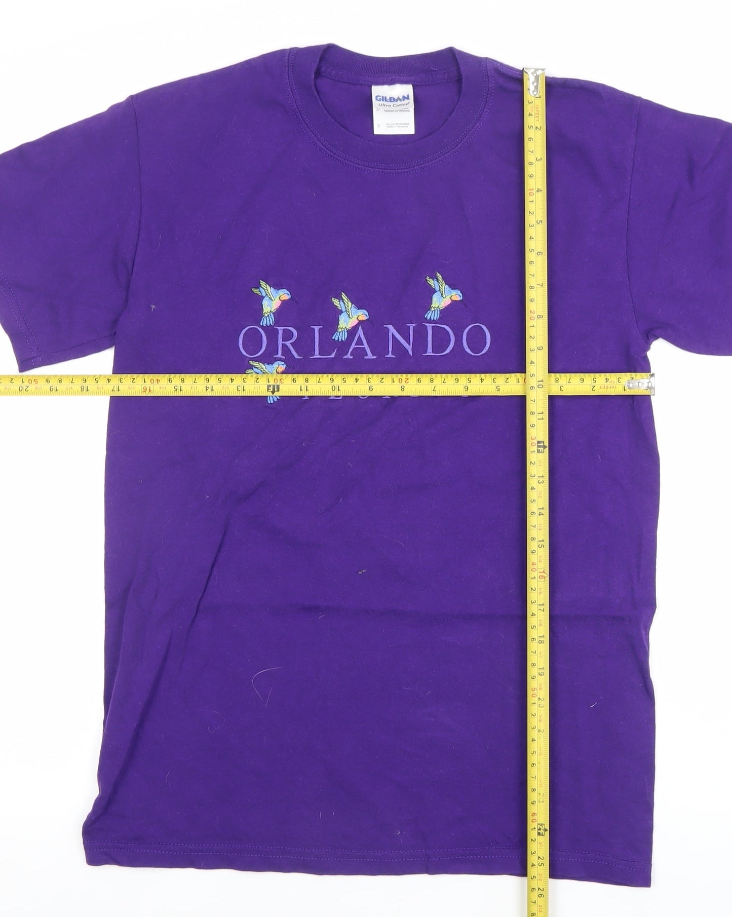 Gildan Women’s Purple Orlando Florida Embroidered Cotton T-Shirt Size S