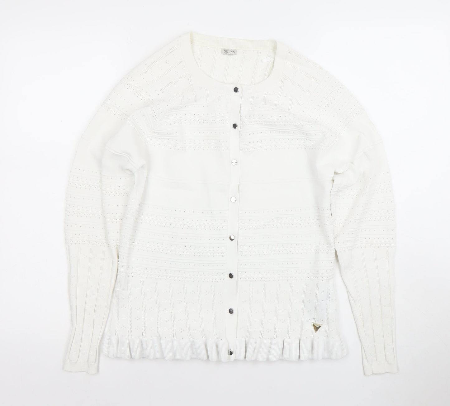 Guess Women's White Knit Button Cardigan Size 12