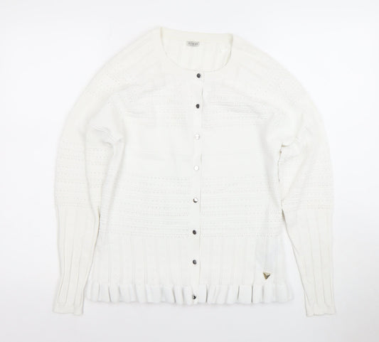 Guess Women's White Knit Button Cardigan Size 12