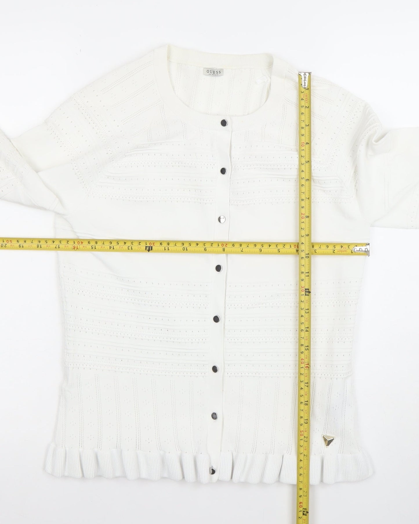 Guess Women's White Knit Button Cardigan Size 12