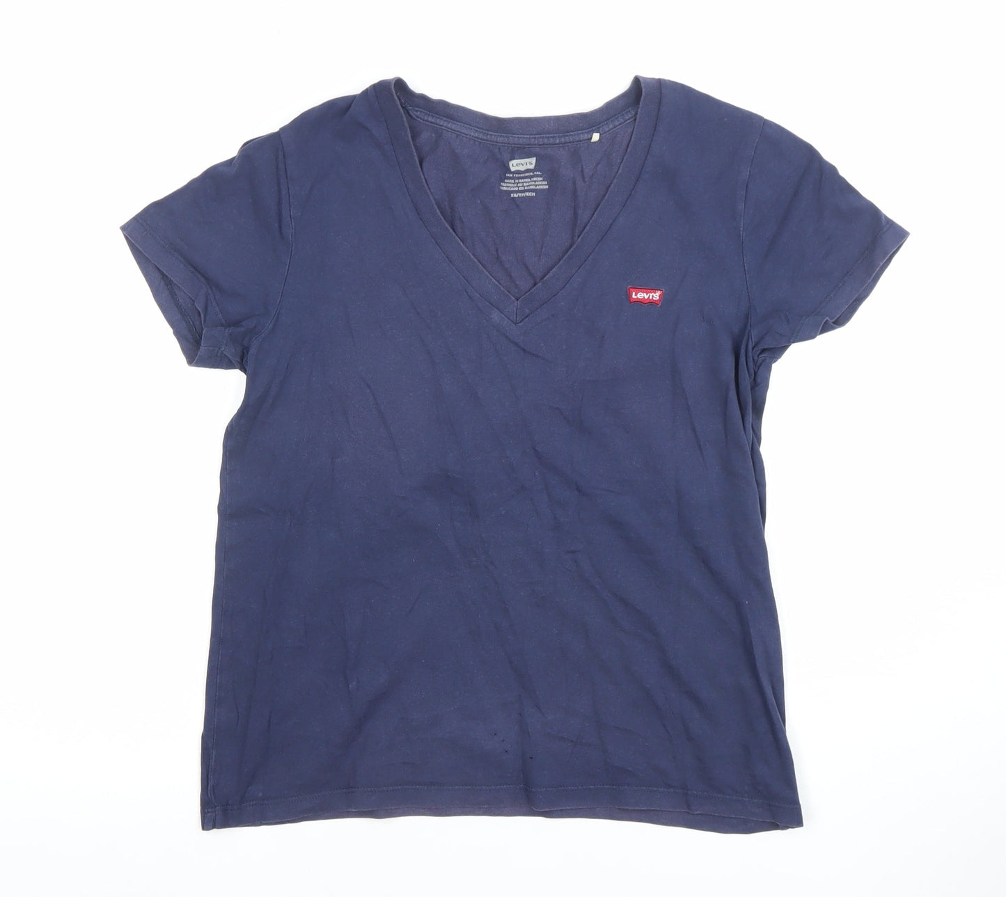Levi's Womens Blue V-Neck Short Sleeve Cotton T-Shirt XS