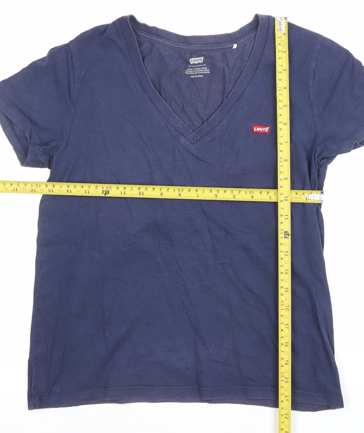 Levi's Womens Blue V-Neck Short Sleeve Cotton T-Shirt XS