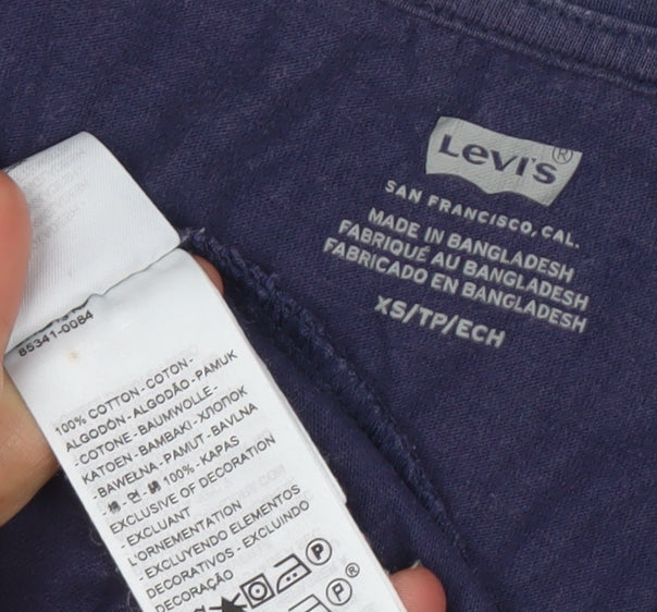 Levi's Womens Blue V-Neck Short Sleeve Cotton T-Shirt XS
