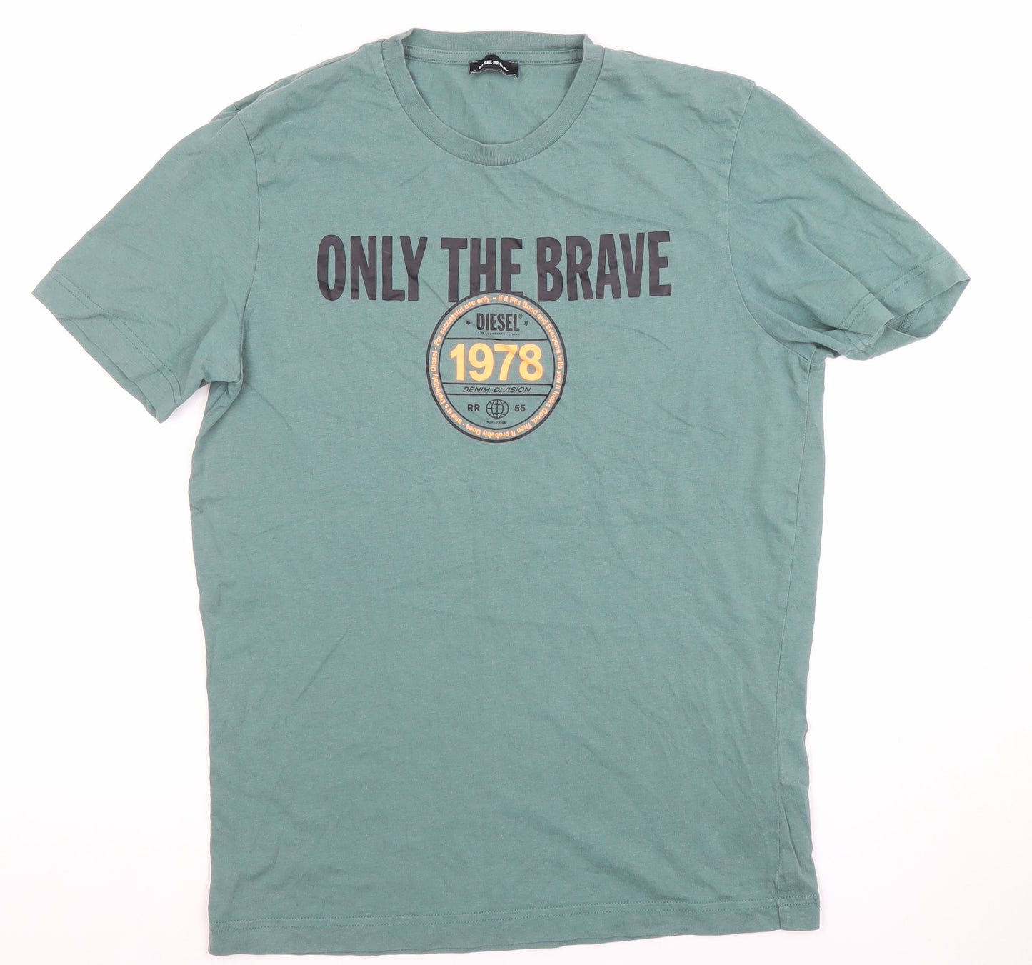 Diesel Men's Green Graphic Print Crew Neck Cotton T-Shirt Size S