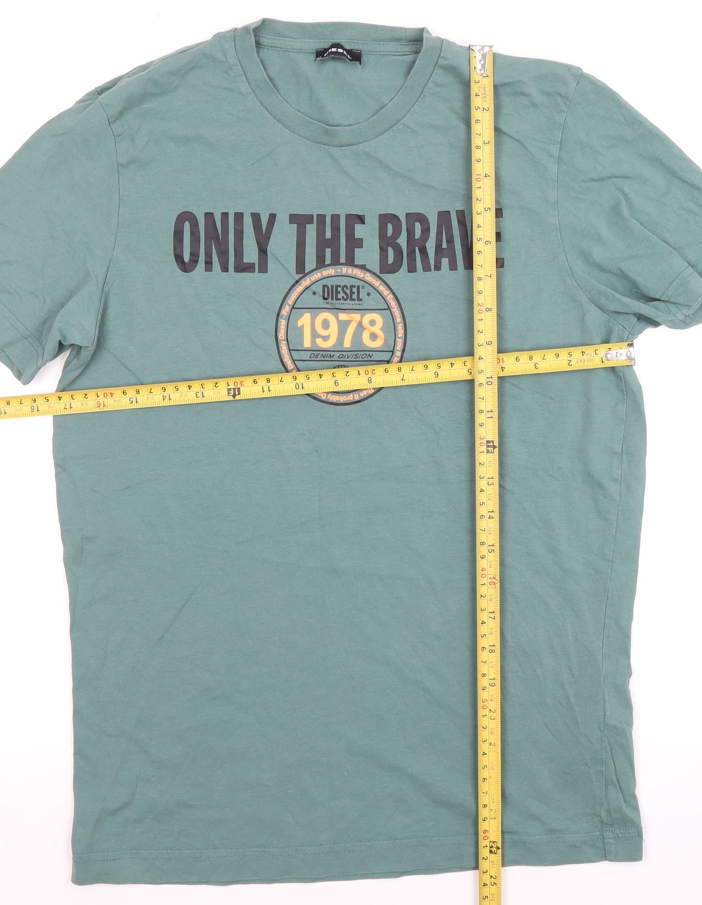 Diesel Men's Green Graphic Print Crew Neck Cotton T-Shirt Size S