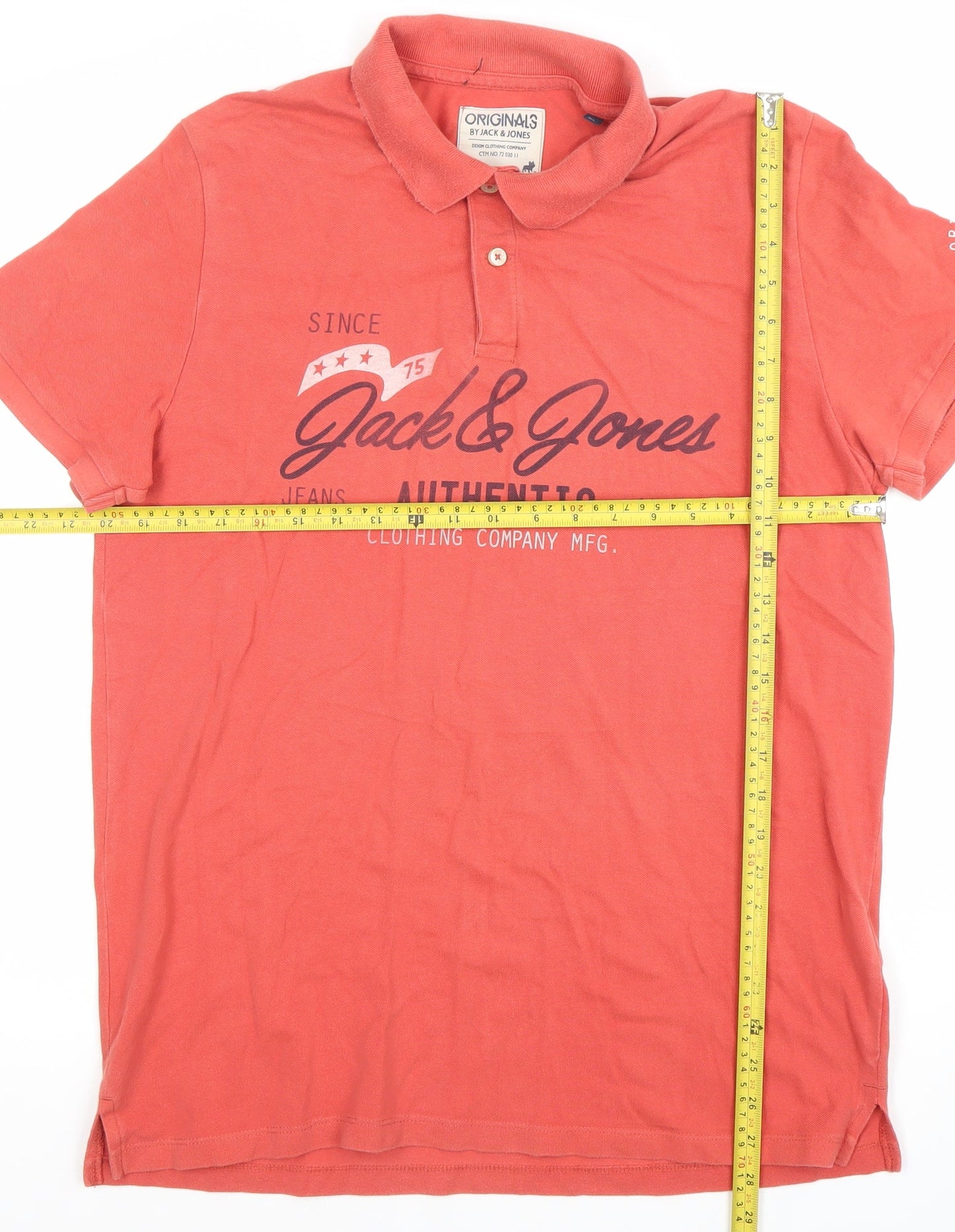 Jack & Jones Men's Red XL Polo Shirt Authentic Graphic Cotton