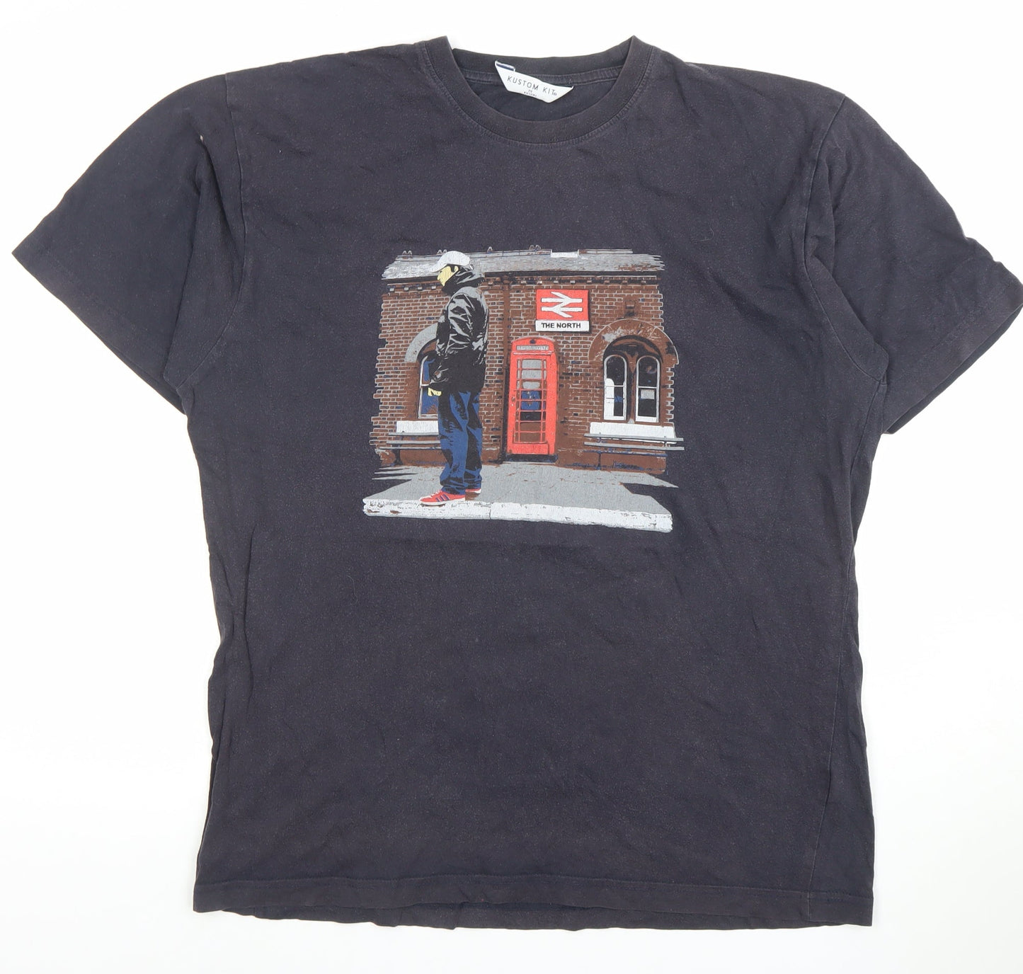 Kustom Kit Men's Black Medium Graphic Crew Neck T-Shirt