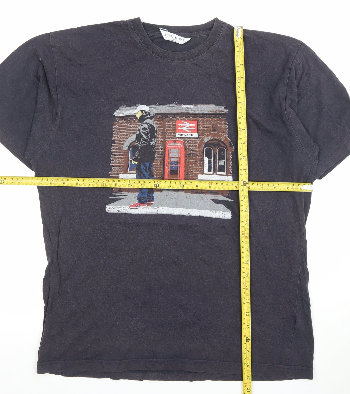 Kustom Kit Men's Black Medium Graphic Crew Neck T-Shirt