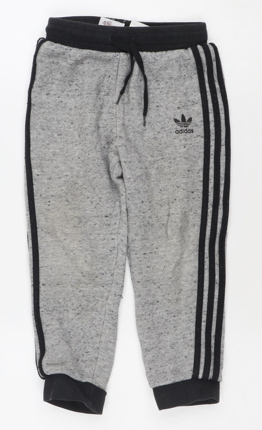 Adidas Boys Grey 3-4 Years Jogger Activewear Trousers Cotton Blend