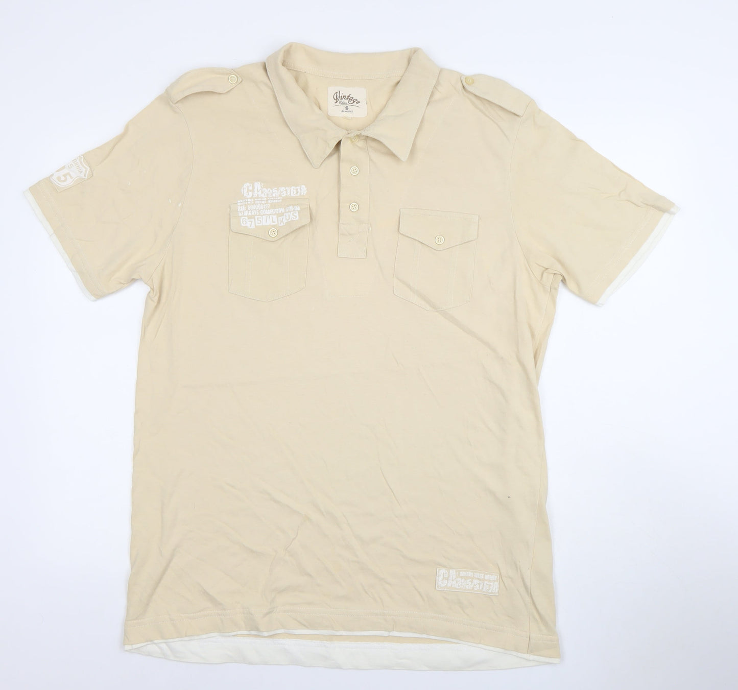 Vintage Edition Urban Spirit Men's Beige Polo Shirt XL 100% Cotton