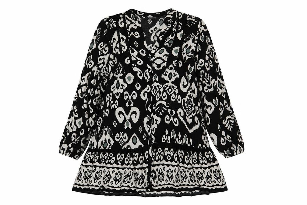 Dunnes Womens Black Geometric Knee Length Shift Dress M