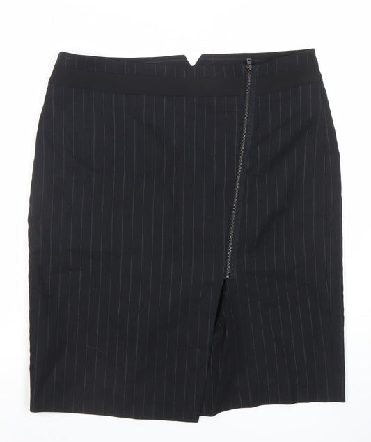 Gerard Darel Women Black Pinstripe Knee Length Pencil Skirt Size 14