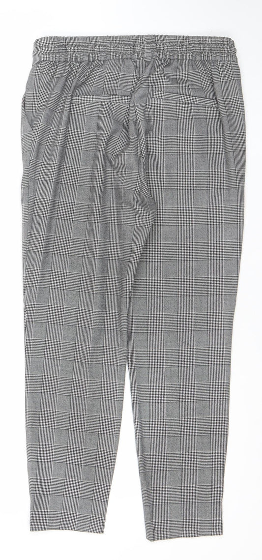 Vero Moda Women's Grey Check Elastic Waist Trousers Size S