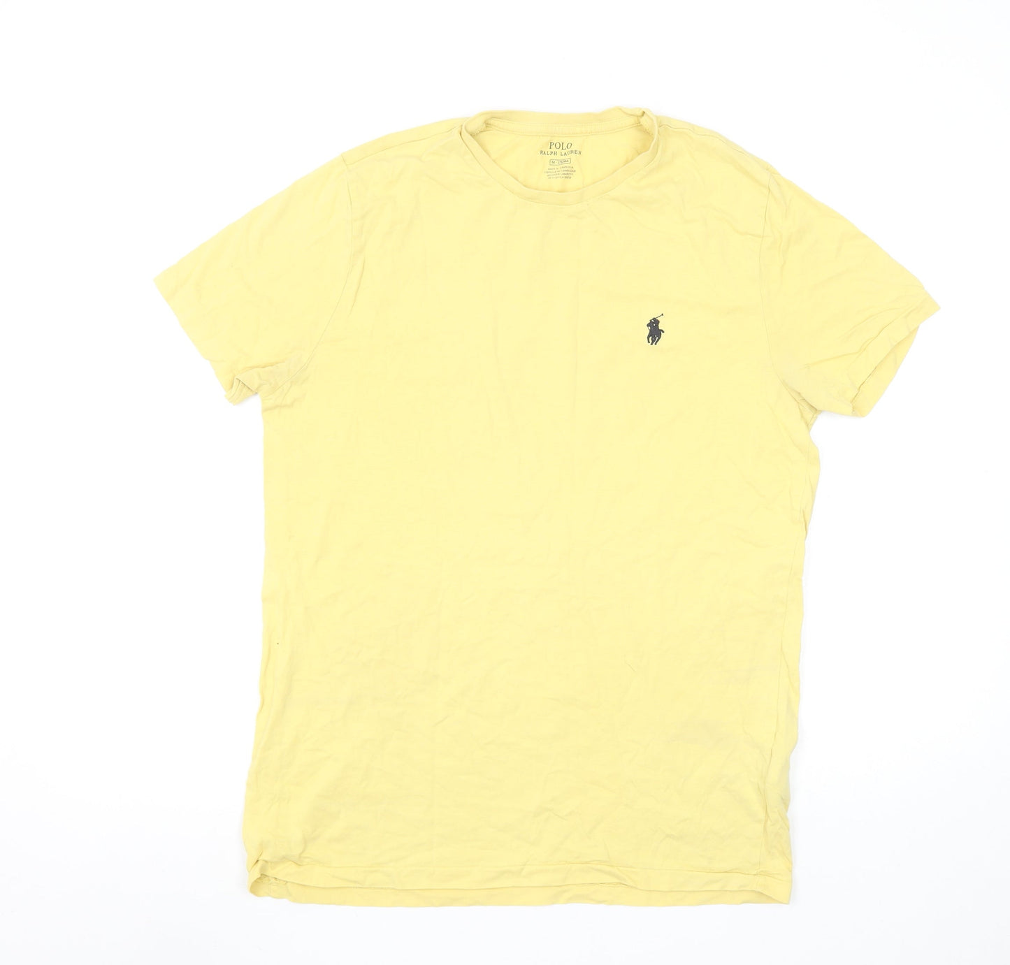 Ralph Lauren Men Yellow Cotton Crew Neck Short Sleeve T-Shirt M