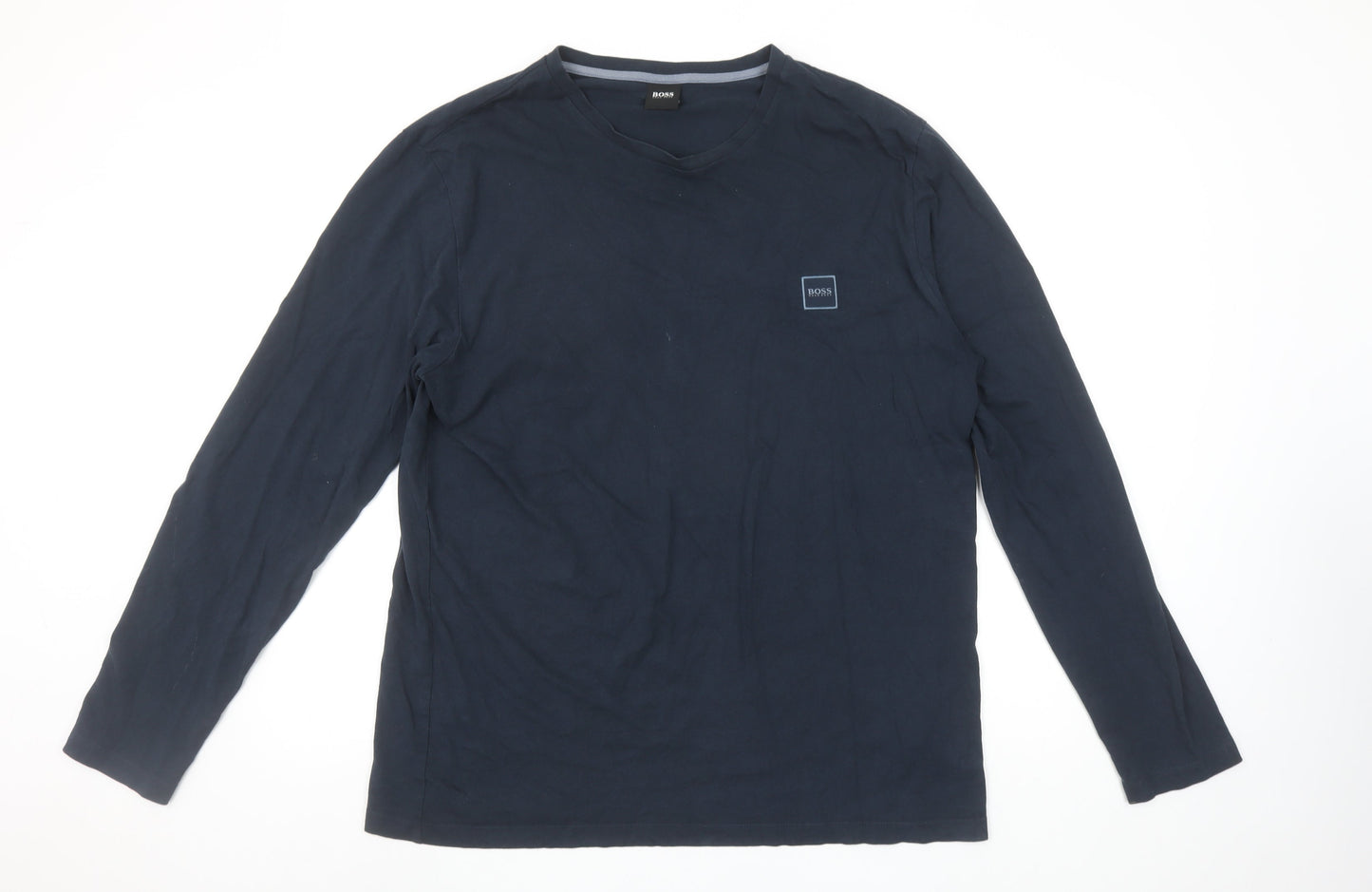 Hugo Boss Men's Blue Long Sleeve Cotton Crew Neck T-Shirt XL