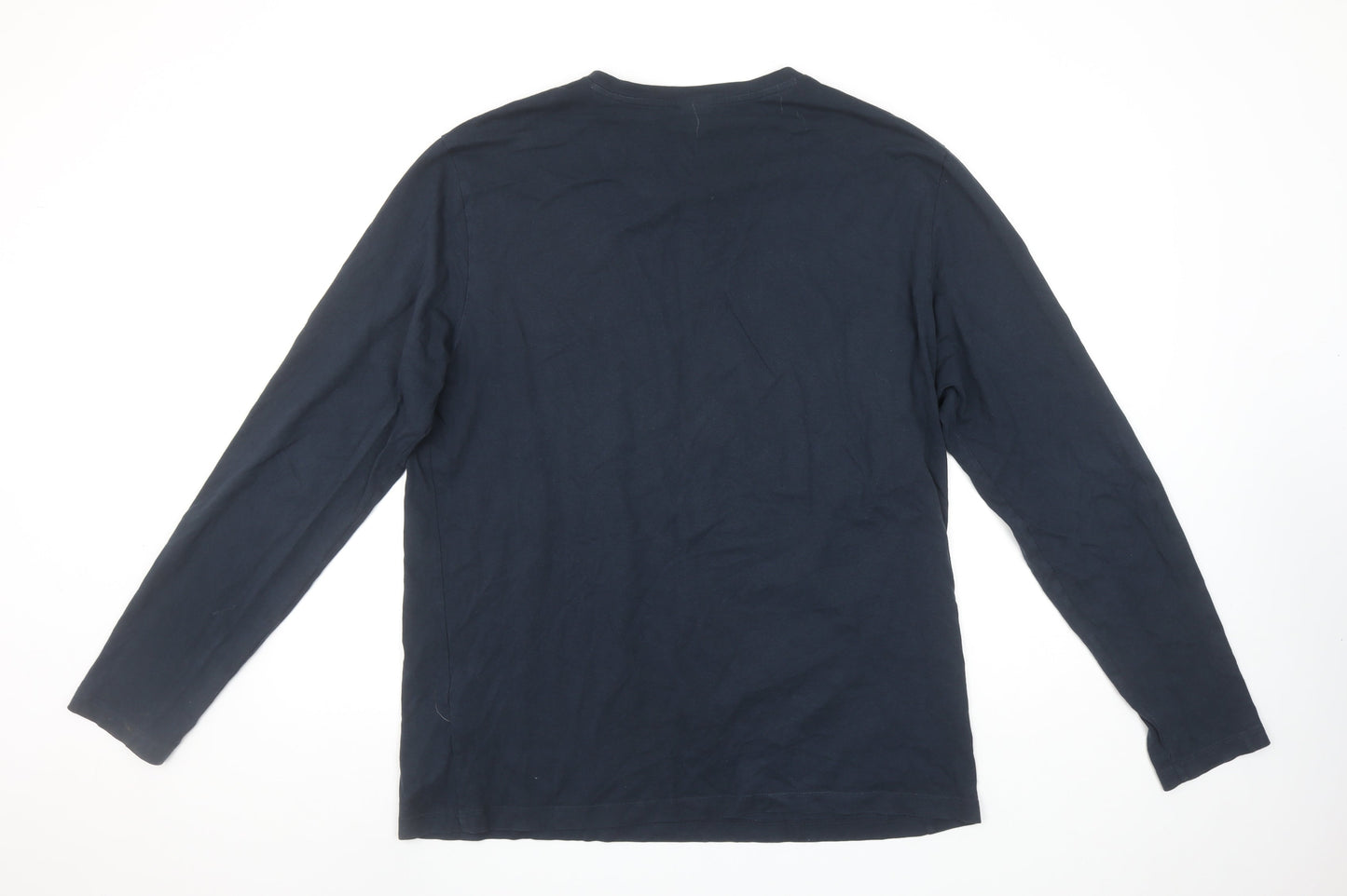 Hugo Boss Men's Blue Long Sleeve Cotton Crew Neck T-Shirt XL