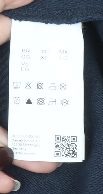 Hugo Boss Men's Blue Long Sleeve Cotton Crew Neck T-Shirt XL