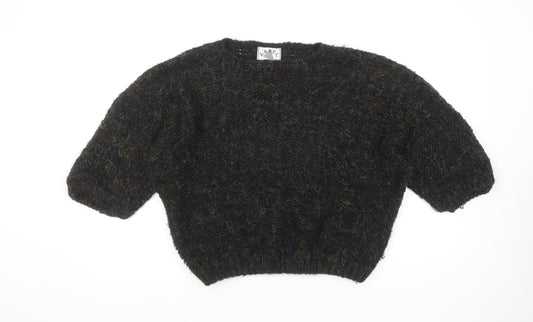 Label Women's Black Chunky-Knit Acrylic Pullover Jumper Size 30