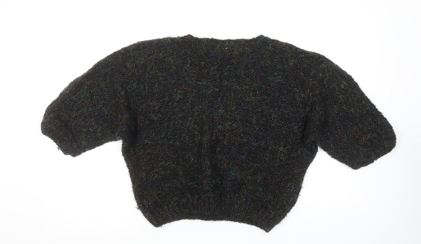 Label Women's Black Chunky-Knit Acrylic Pullover Jumper Size 30
