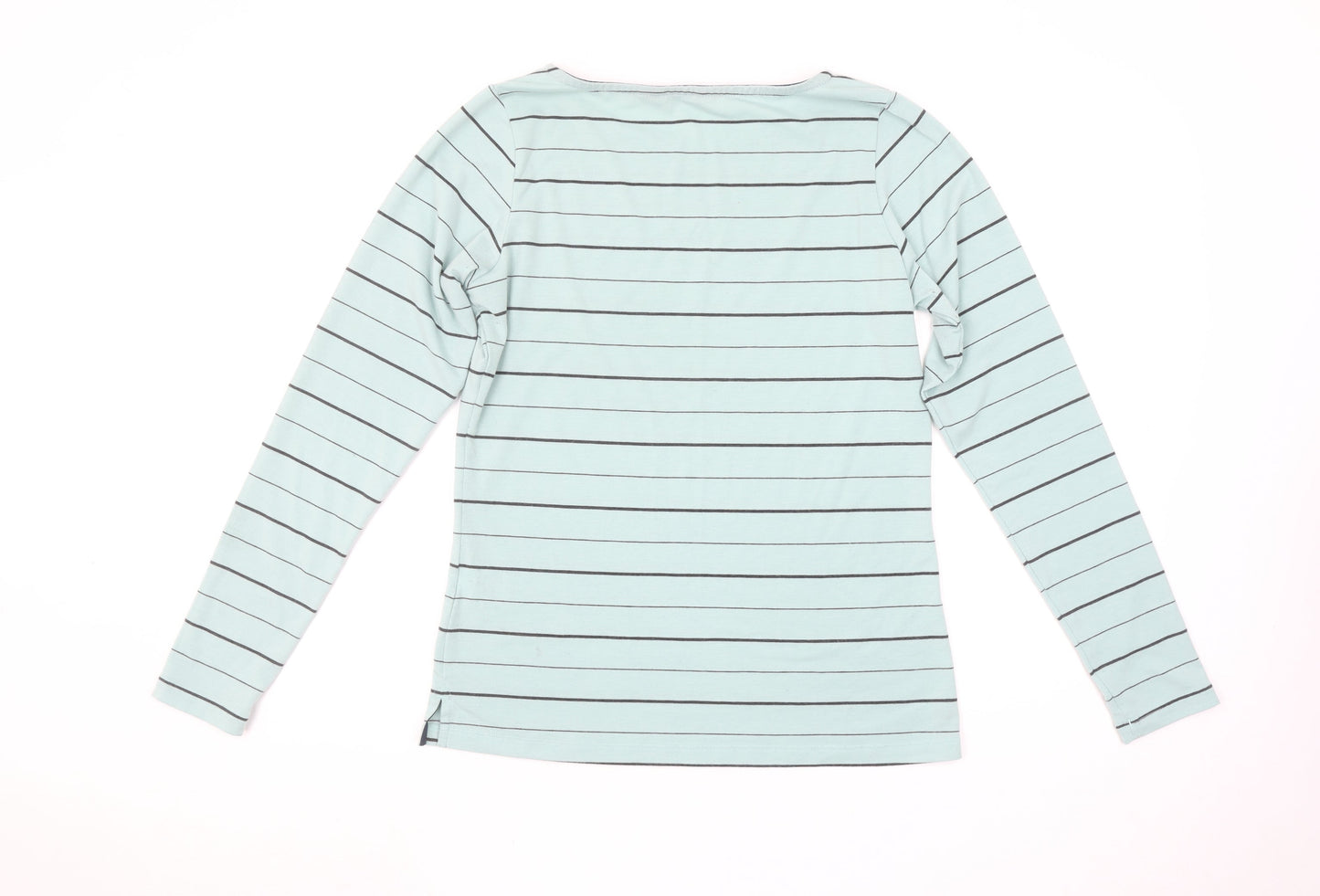Rohan Women Blue Striped Long Sleeve Cotton Boat Neck T-Shirt Size 10