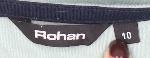 Rohan Women Blue Striped Long Sleeve Cotton Boat Neck T-Shirt Size 10