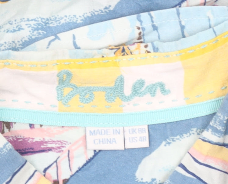 Boden Women's Multicoloured Cotton Sleeveless Collared Tunic Blouse Size 8