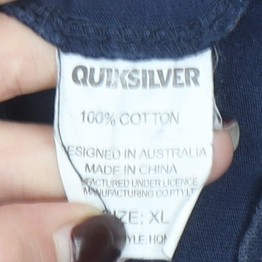 Quiksilver Men's Blue XL Sleeveless Logo Graphic T-Shirt