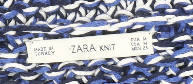 Zara Women Blue Chunky-Knit Acrylic Pullover Jumper Size M