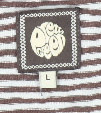 Pretty Green Women’s Brown Striped Cotton Short Sleeve T-Shirt Size L