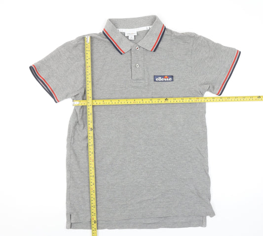 Ellesse Men's Grey Short Sleeve Cotton Polo Shirt Size S
