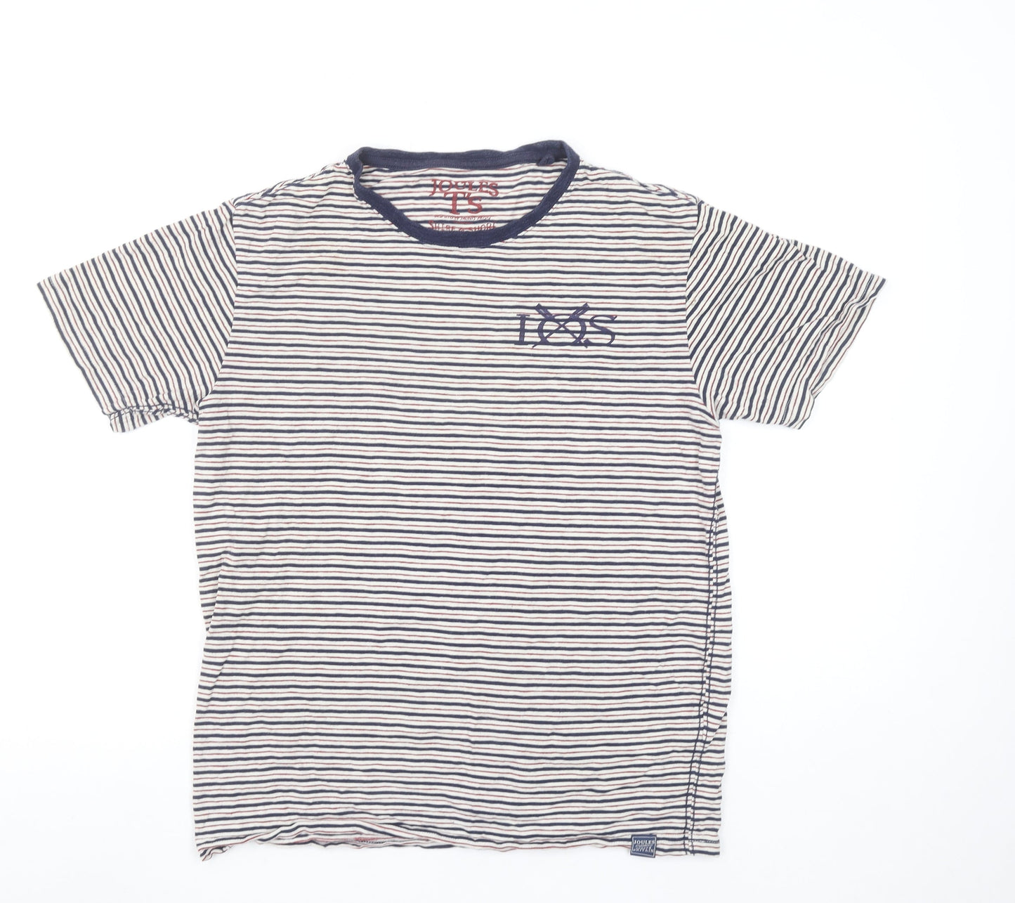 Joules Men's Blue Striped Nautical Crew Neck Cotton T-Shirt Size L