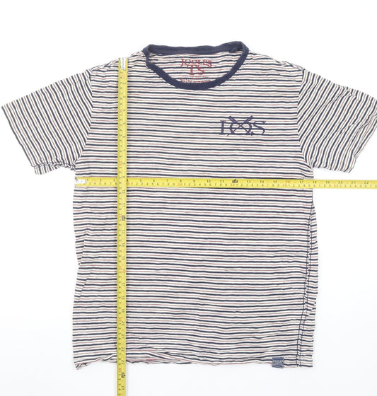 Joules Men's Blue Striped Nautical Crew Neck Cotton T-Shirt Size L