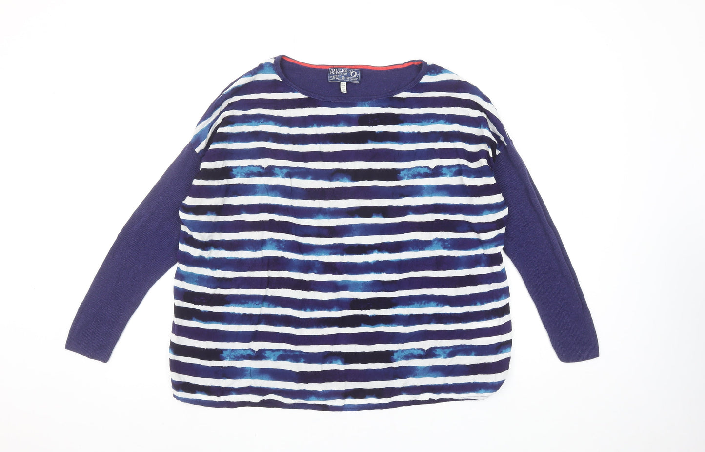 Joules Women Blue Striped Long Sleeve Tunic Knit Top Size 14