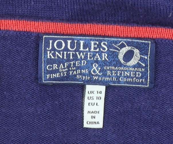 Joules Women Blue Striped Long Sleeve Tunic Knit Top Size 14