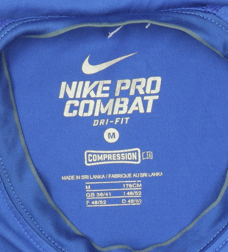 Nike Pro Combat Blue Short Sleeve Compression Dri-FIT Men's M Top