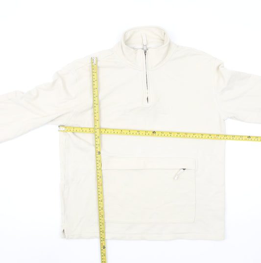 Marks and Spencer Men's Beige 1/2 Zip Cotton Sweatshirt Size S