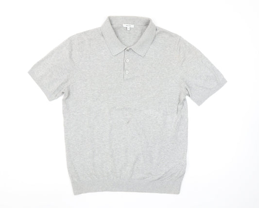 Reiss Men’s Grey 100% Cotton Short Sleeve Polo Shirt Size M