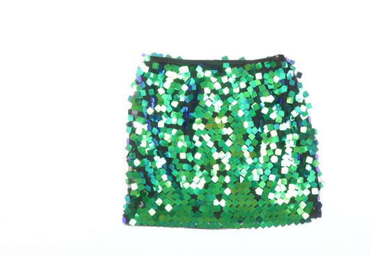 Collective the Label Women’s Green Sequin Mini Skirt UK 8 Petite