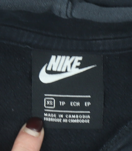 Nike Women's Black XS Pullover Hoodie Cotton Blend Kangaroo Pocket
